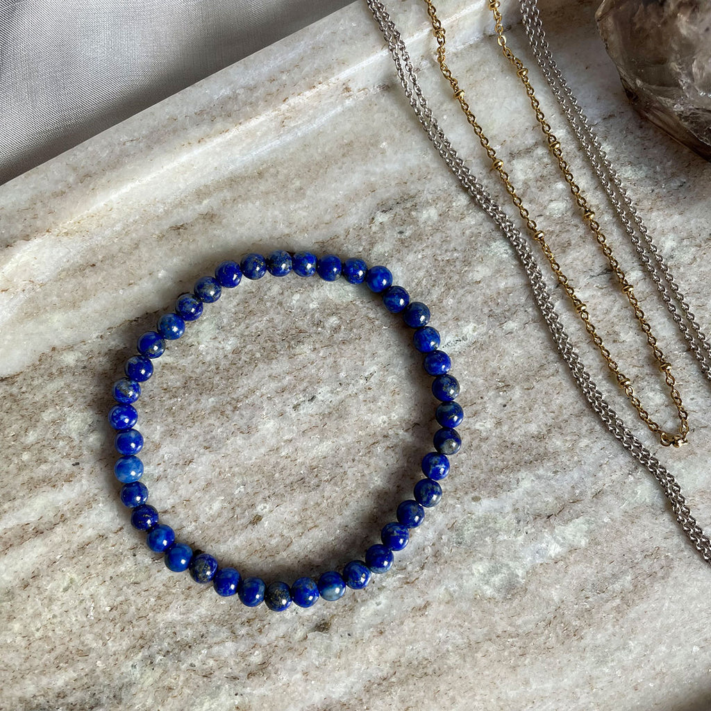 Natürliches Lapislazuli 4 Mm Perlen Heilung Blau Kristall