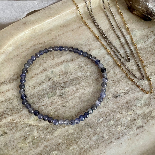 NEU! EDELSTEIN ARMBAND "IOLITH" (4 mm)