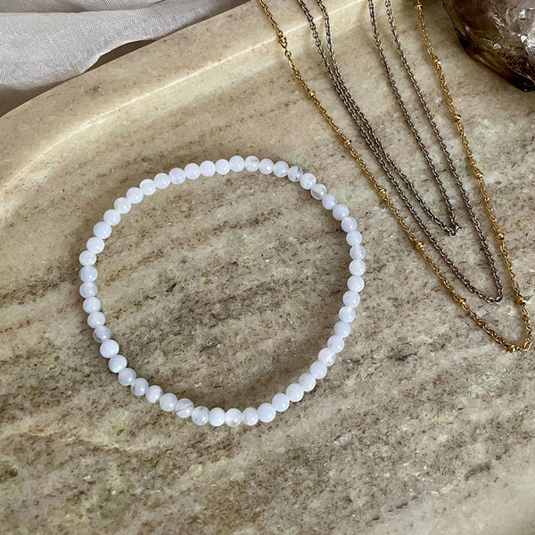 NEU! EDELSTEIN ARMBAND "CHALCEDON" (4 mm)