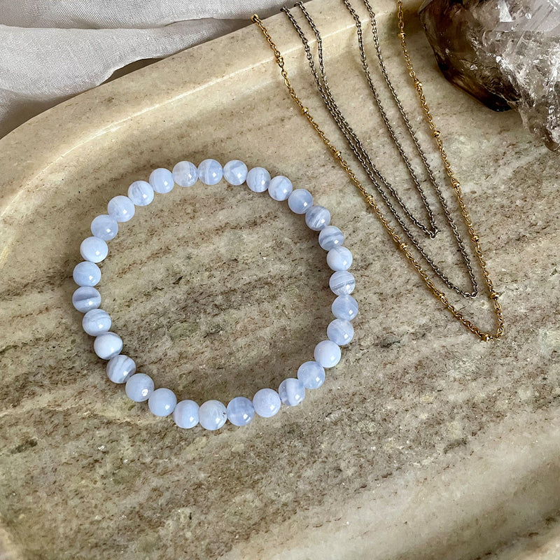 NEU! EDELSTEIN ARMBAND "CHALCEDON" (6 mm)