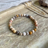 NEU! EDELSTEIN ARMBAND "VERSTEINERTES HOLZ - HELL" (6 mm)