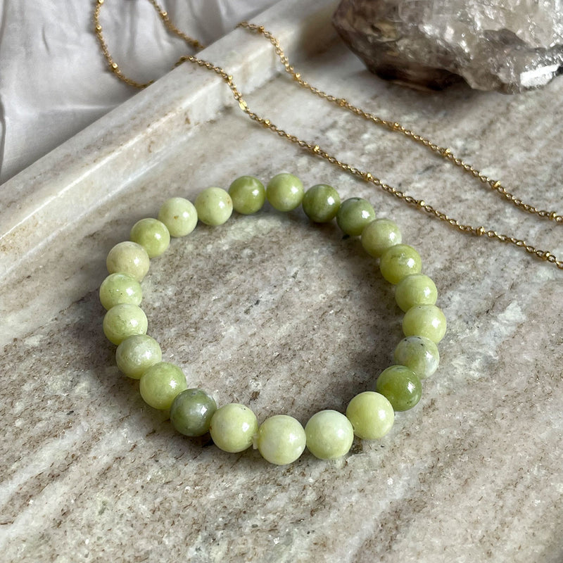 EDELSTEIN ARMBAND "GRÜNE JADE" (8 mm)