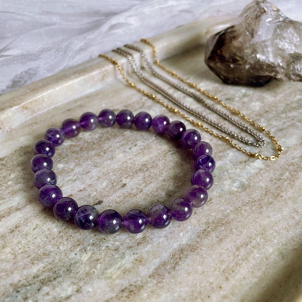 NEU! EDELSTEIN ARMBAND "AMETHYST" (8 mm)